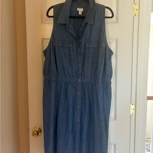 Universal Thread Sleeveless Chambray Midi Dress - Blue